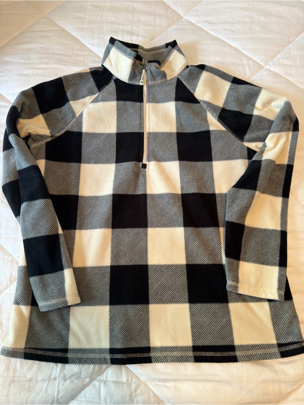 Eddie Bauer Half-Zip Buffalo Check Soft Fleece Sweater